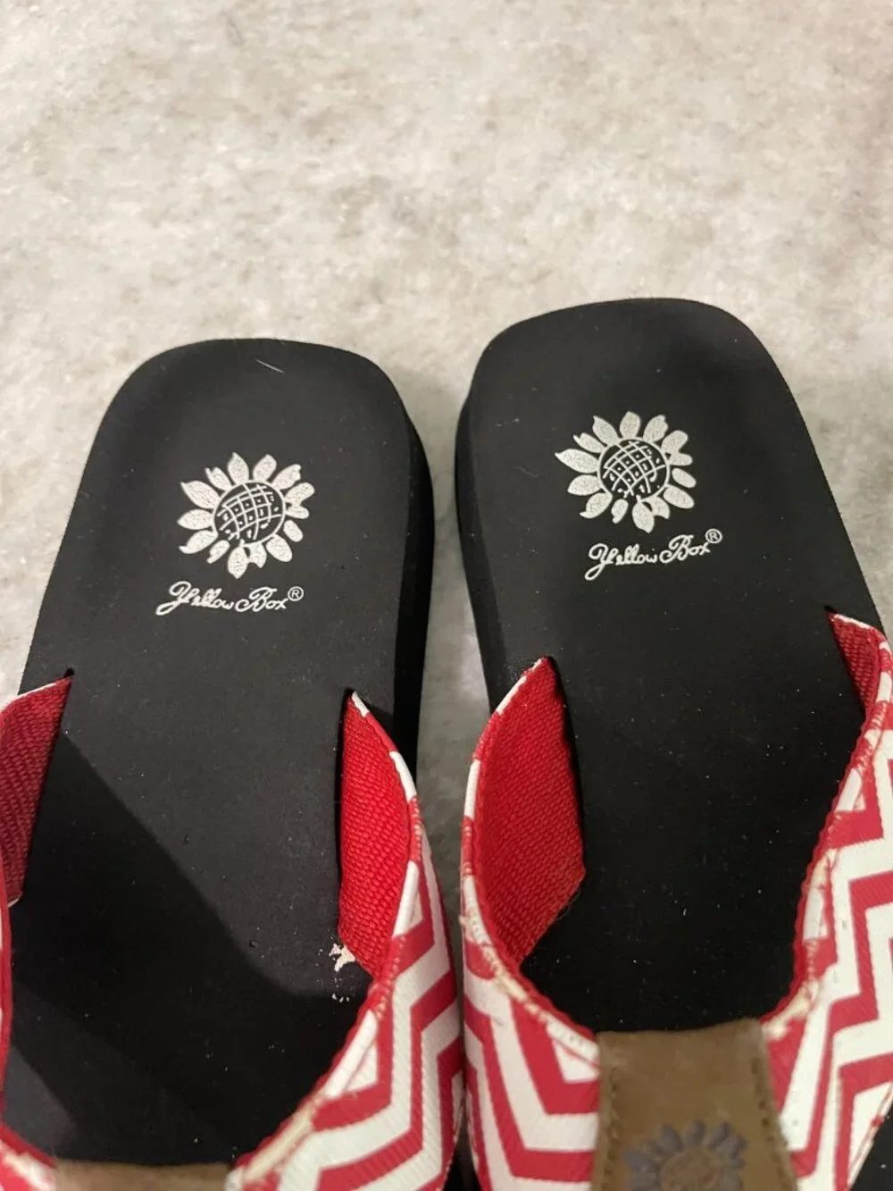 Yellow Box Yulisa Sandals Womens Size 8 Red Chevron Flip Flop Wedge Comfort - Picture 5 of 6
